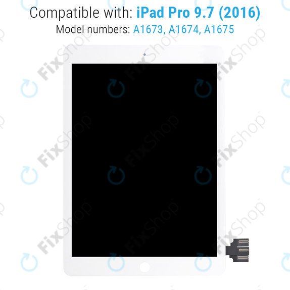 LCD Kijelző iPad Pro 9.7" (2016), White, Érintőüveg keret nélkül