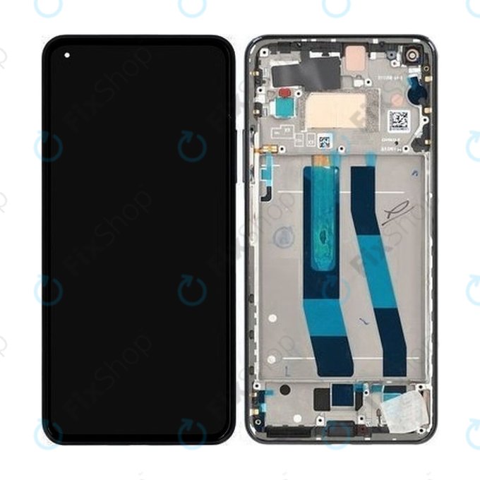 Xiaomi 11 Lite 5G NE 2109119DG 2107119DC - LCD Kijelző + Érintőüveg + Keret (Truffle Black) - 5600030K9D00 Genuine Service Pack