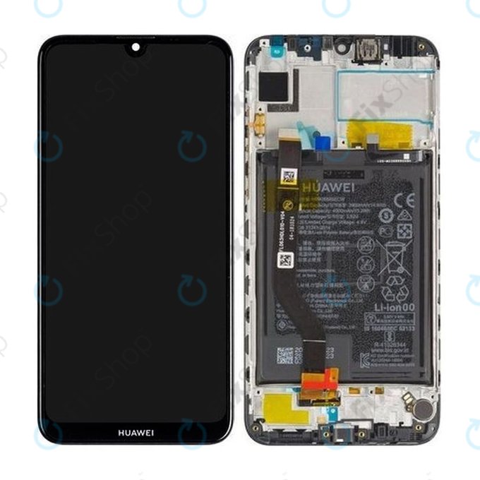 Huawei Y7 (2019), Y7 Prime (2019) - LCD Kijelző + Érintőüveg + Keret + Akkumulátor (Midnight Black) - 02352KCV, 02352KDB, 02352KDA, 02352LHQ, 02352KCY Genuine Service Pack