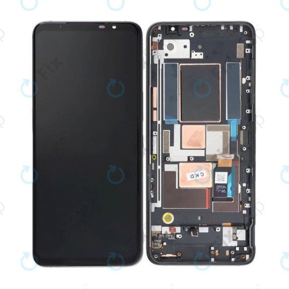 Asus ROG Phone 5s ZS676KS, 5s Pro ZS676KS-1A - LCD Kijelző + Érintőüveg + Keret (Phantom Black) OLED