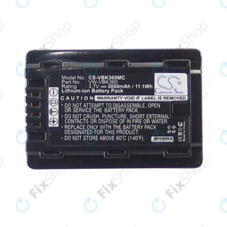 Akkumulátor Panasonic HC, HDC, SDR, 3000mAh, Li-Ion, 3.7V, VW-VBK360, HQ