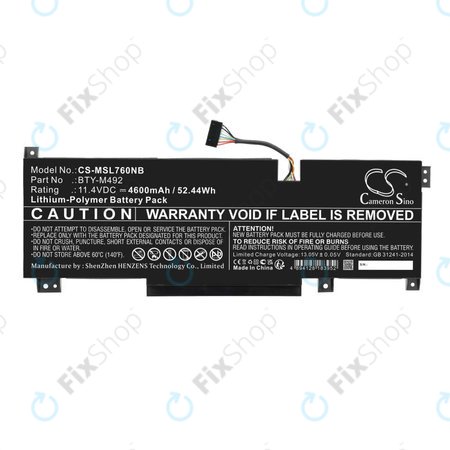 Akkumulátor MSI Pulse GL76, Katana GF66, Bravo 15, Crosshair 17, 4600mAh, Li-Pol, 11.4V, BTY-M492, HQ