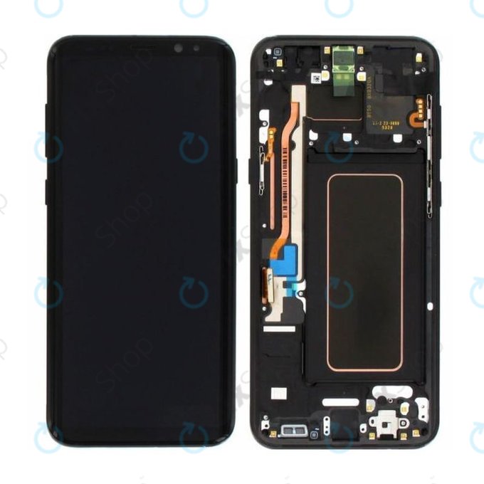 Samsung Galaxy S8 Plus G955F - LCD Kijelző + Érintőüveg + Keret (Midnight Black) - GH97-20470A, GH97-20564A, GH97-20565A Genuine Service Pack