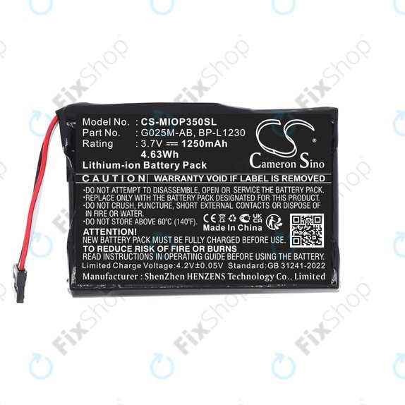 Akkumulátor Mitac Mio P350, P550, 1250mAh, Li-Ion, 3.7V, BL-LP1230, HQ