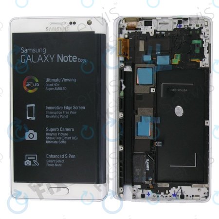 Samsung Galaxy Note Edge N915FY - LCD Kijelző + Érintőüveg + Keret (White) - GH97-16636B Genuine Service Pack