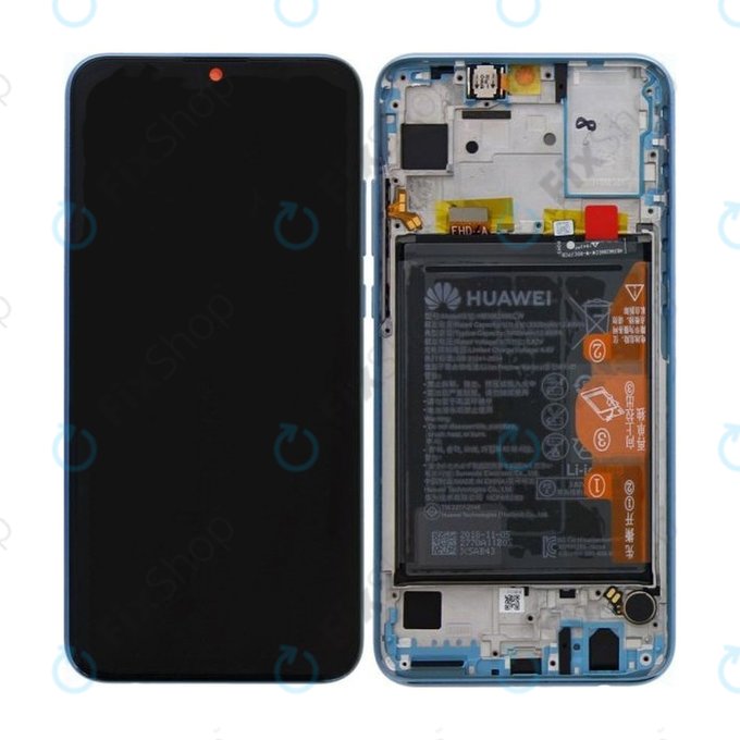 Huawei Honor 10 Lite - LCD Kijelző + Érintőüveg + Keret + Akkumulátor (Sky Blue) - 02352HGU Genuine Service Pack
