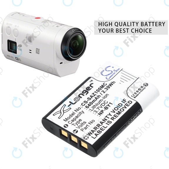 Akkumulátor Sony HDR-AZ1, 640mAh, Li-Ion, 3.7V, NP-BY1, HQ