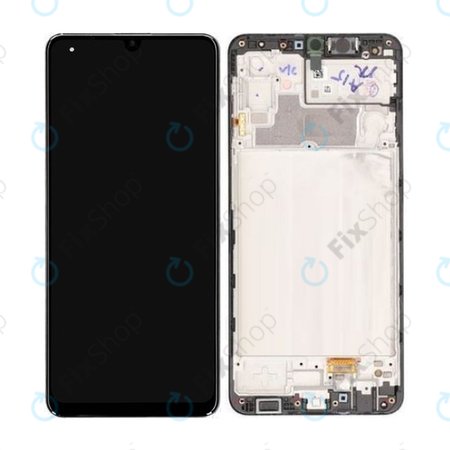 Samsung Galaxy M32 M325F - LCD Kijelző + Érintőüveg + Keret (Black) - GH82-25981A, GH82-26193A Genuine Service Pack