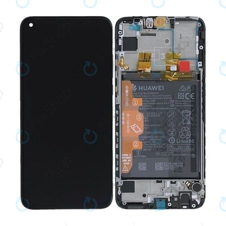 Huawei P Smart (2019), P Smart Plus (2019) - LCD Kijelző + Érintőüveg + Keret + Akkumulátor (Midnight Black) - 02352JEY, 02352JFA Genuine Service Pack