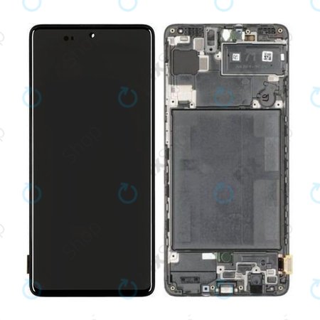 Samsung Galaxy A71 A715F - LCD Kijelző + Érintőüveg + Keret (Prism Crush Black) - GH82-22152A, GH82-22248A Genuine Service Pack
