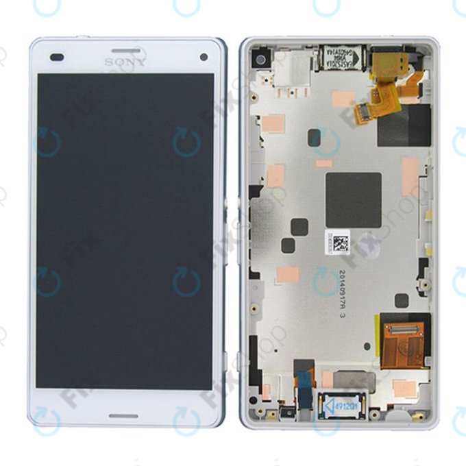 Sony Xperia Z3 Compact D5803 - LCD Kijelző + Érintőüveg + Keret (White) TFT