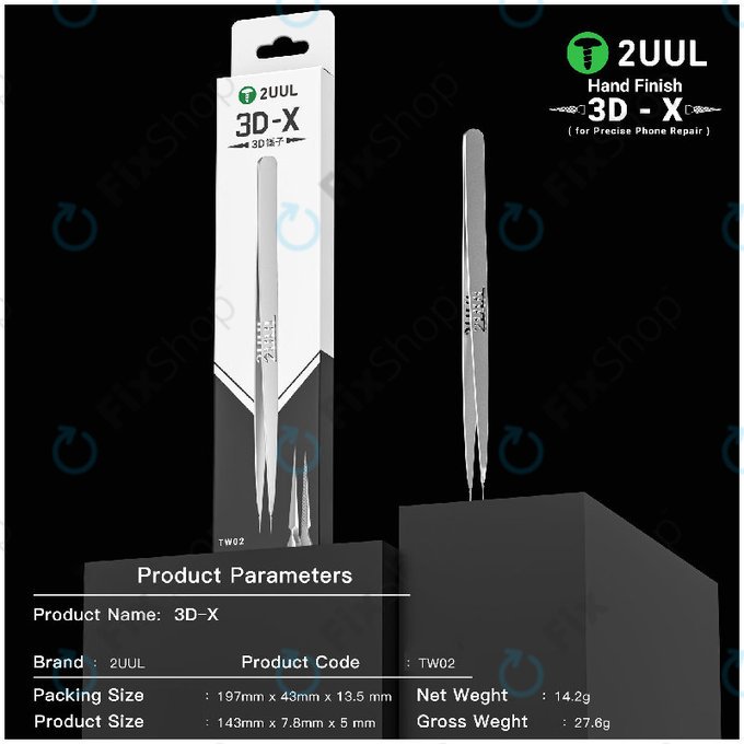 Precíziós csipesz, 3D-X kézi megmunkálású, 2UUL TW02