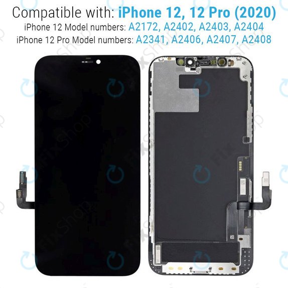 Kijelző Hard OLED iPhone 12, 12 Pro, Érintőüveg kerettel, FixPremium