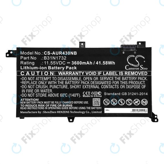 Akkumulátor Asus VivoBook S14, S430FA, 3600mAh, Li-Ion, 11.55V, B31N1732, HQ