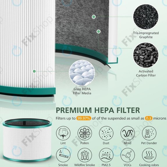 Dyson Pure Hot + Cool-series, Pure Cool Desk-series - HEPA szűrő (Aktív szén) (Green)