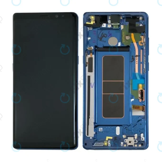 Samsung Galaxy Note 8 N950F - LCD Kijelző + Érintőüveg + Keret (Deep Sea Blue) - GH97-21065B, GH97-21066B Genuine Service Pack