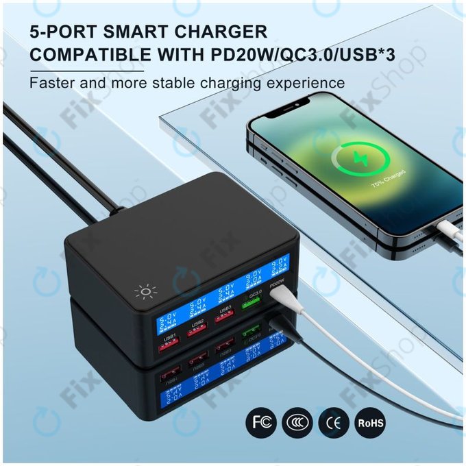 FixPremium - USB Charging Station with USB 3.0 & USB-C