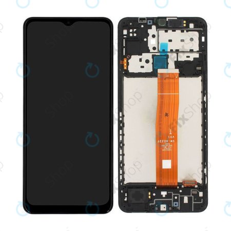 Samsung Galaxy M12 M127F - LCD Kijelző + Érintőüveg + Keret (Black) - GH82-25042A, GH82-25043A Genuine Service Pack
