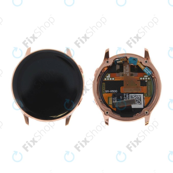 Samsung Galaxy Watch Active R500 - LCD Kijelző + Érintőüveg + Keret (Gold) - GH82-18797D Genuine Service Pack
