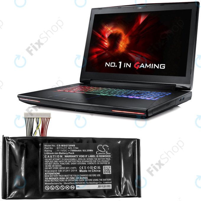 Akkumulátor MSI GT72, MSI WT72, 7500mAh, Li-Ion, 11.1V, BTY-L77, HQ