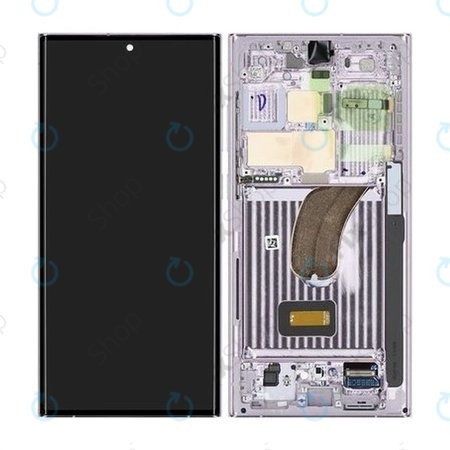 Samsung Galaxy S23 Ultra S918B - LCD Kijelző + Érintőüveg + Keret (Lavender) - GH82-30466D, GH82-30465D Genuine Service Pack