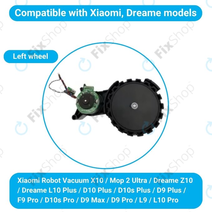 Xiaomi Robot Vacuum X10, Dreame Z10 Pro, L10 Plus, D10 Plus - Kerék Motorral (Bal) (Fekete)