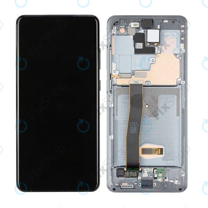 Samsung Galaxy S20 Ultra G988F - LCD Kijelző + Érintőüveg + Keret + Elapi Kamera (Cosmic Gray) - GH82-22271B, GH82-22327B Genuine Service Pack