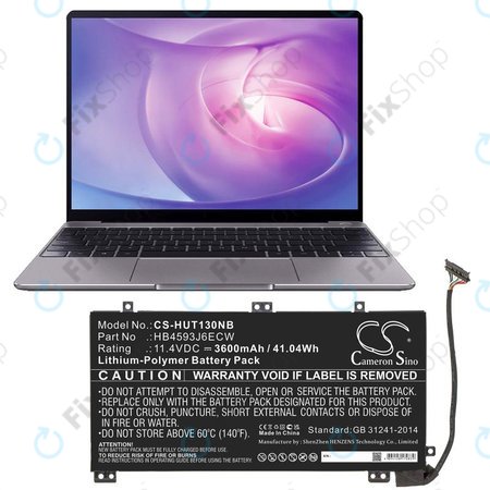 Akkumulátor Huawei MateBook 13, 13 i7, 3600mAh, Li-Pol, 11.4V, HB4593J6ECW, HQ