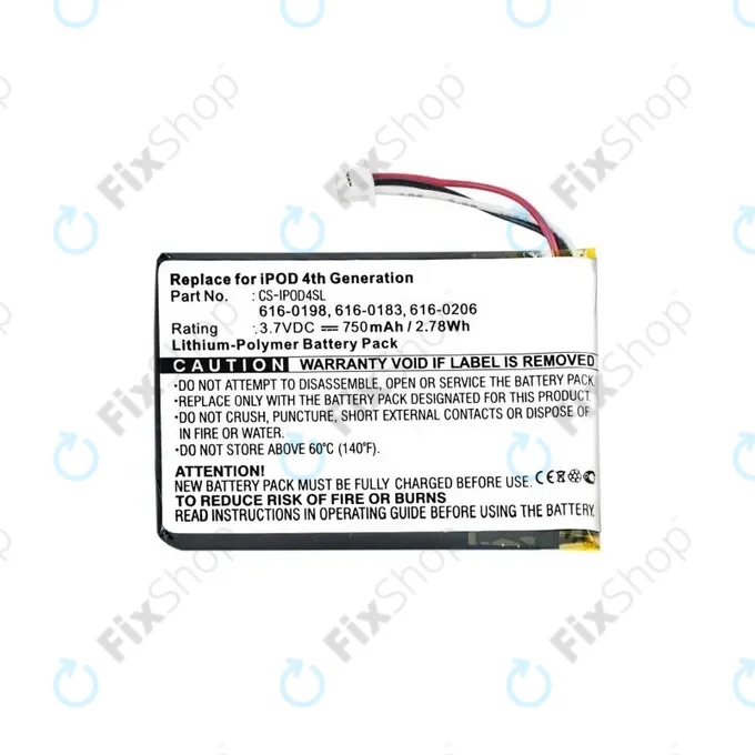 Apple iPod (4th Gen) - Akkumulátor 616-0183 750mAh HQ