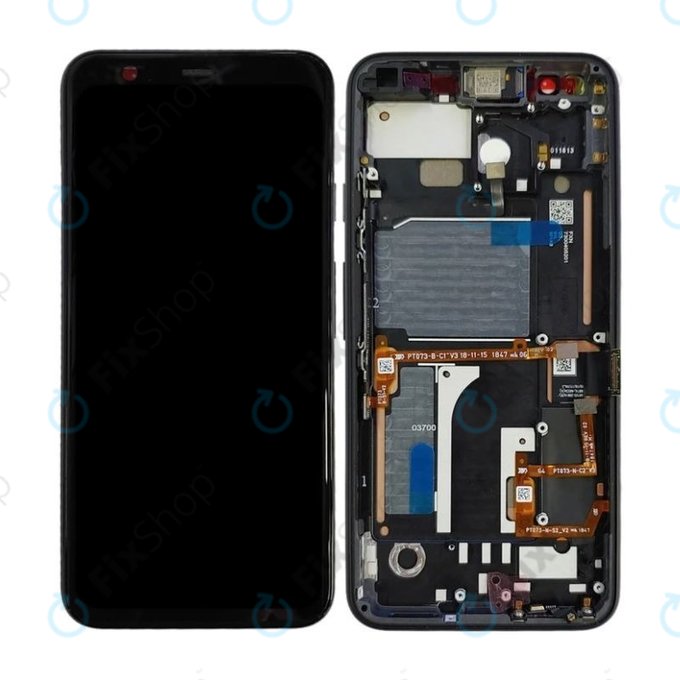 Google Pixel 4 - LCD Kijelző + Érintőüveg + Keret (Just Black) OLED