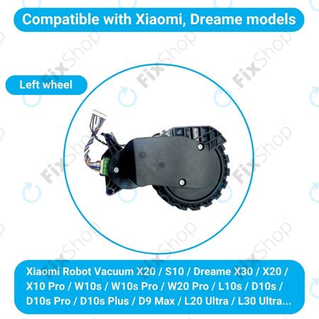 Xiaomi Robot Vacuum X20, S10, Dreame X30, X20, X10 Pro - Kerék Motorral (Bal) (Fekete)