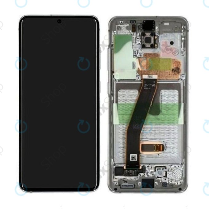 Samsung Galaxy S20 G980F - LCD Kijelző + Érintőüveg + Keret (Cloud White) - GH82-22123B, GH82-22131B Genuine Service Pack