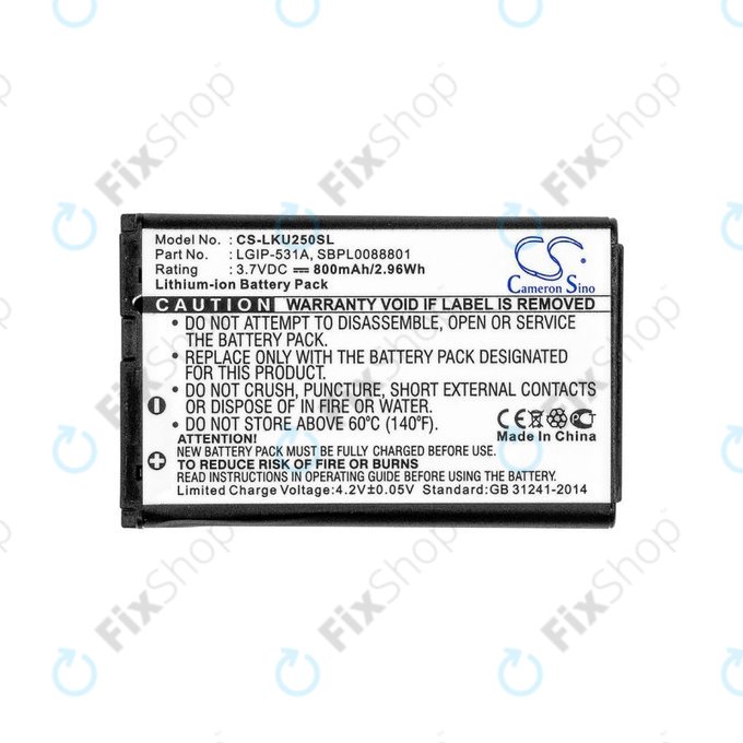 Akkumulátor LG T500, 800mAh, Li-Ion, 3.7V, LGIP-531A, HQ