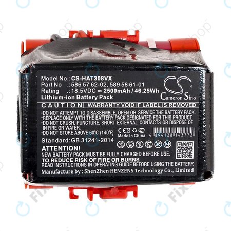Akkumulátor Gardena R40, R50, R70, R80, Husqvarna Automower 305, 2500mAh, Li-Ion, 18.5V, 586 57 62-02, HQ