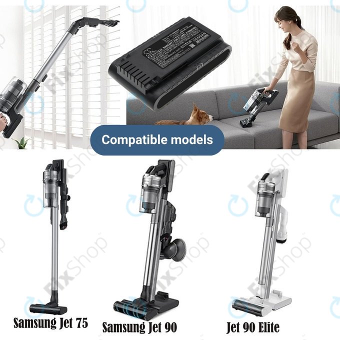 Samsung Jet 75, 75 Multi, 75 Premium, VS70, 90, VS9000 - Akkumulátor VCA-SBT90, VCA-SBT90E, DJ96-00221A Li-Ion 21.6V 2000mAh HQ