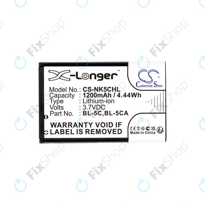 Akkumulátor Nokia 1208, 1110, 2310, 1200mAh, Li-ion, 3.7V, BL-5C, HQ