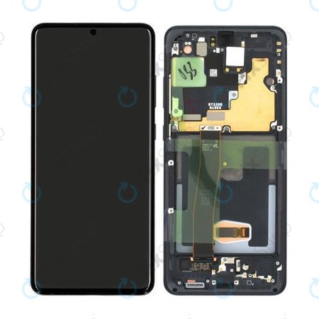 Samsung Galaxy S20 Ultra G988F - LCD Kijelző + Érintőüveg + Keret (Cosmic Black) - GH82-26032A, GH82-26033A Genuine Service Pack