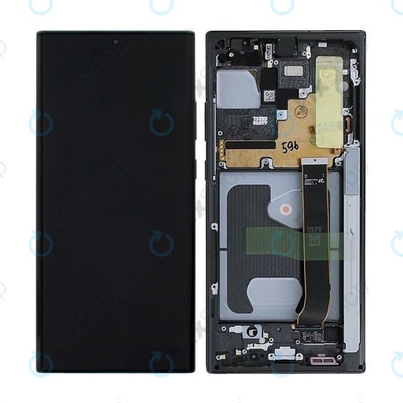 Samsung Galaxy Note 20 Ultra N986B - LCD Kijelző + Érintőüveg + Keret (Mystic Black) - GH82-23596A, GH82-31461A, GH82-23621A, GH82-23622A, GH82-23597A, GH82-31454A Genuine Service Pack