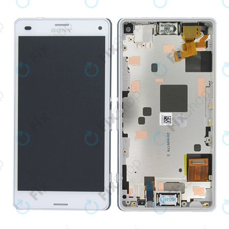 Sony Xperia Z3 Compact D5803 - LCD Kijelző + Érintőüveg + Keret (White) TFT