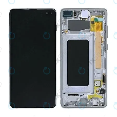 Samsung Galaxy S10 Plus G975F - LCD Kijelző + Érintőüveg + Keret (Prism Black) OLED