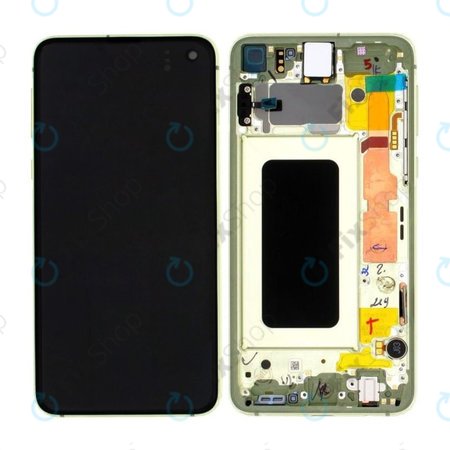 Samsung Galaxy S10e G970F - LCD Kijelző + Érintőüveg + Keret (Canary Yellow) - GH82-18852G, GH82-18836G Genuine Service Pack