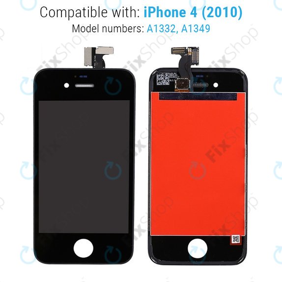 Kijelző iPhone 4, Black, Érintőüveg kerettel