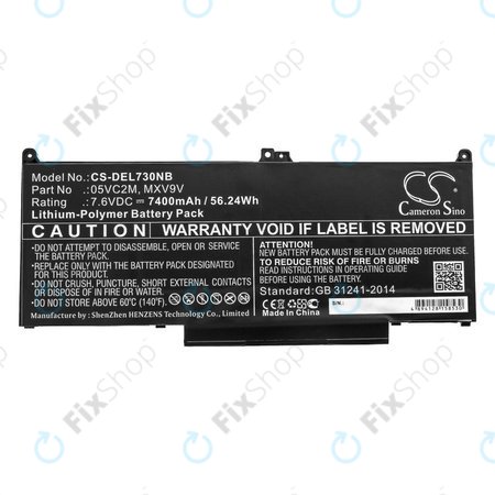 Akkumulátor Dell Latitude 13 7300, 14 7400, 7400mAh, Li-Pol, 7.6V, 05VC2M, HQ