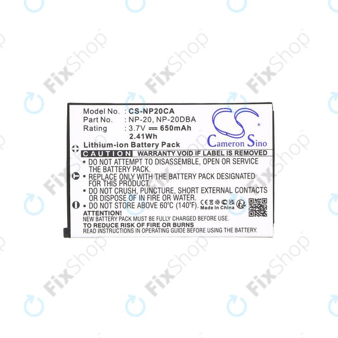 Akkumulátor Casio Exilim Card Ex-S880, 650mAh, Li-Ion, 3.7V, NP-20, HQ