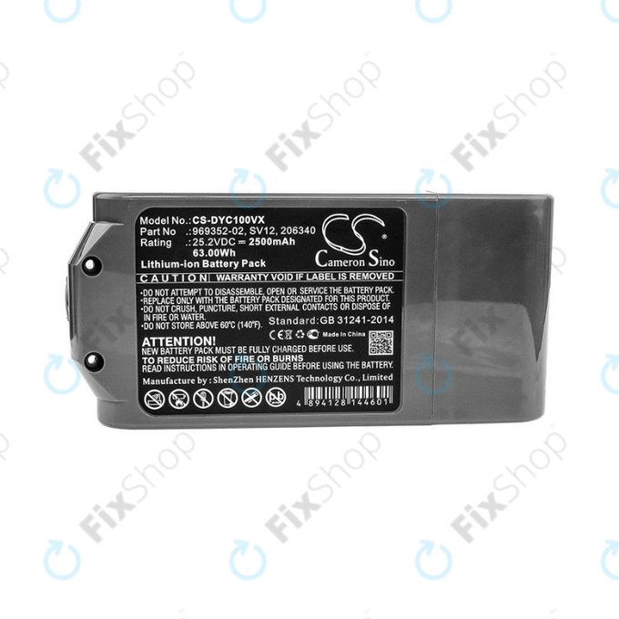 Dyson V10 - Akkumulátor 969352-02, SV12, 206340 Li-Ion 25.2V 2500mAh HQ