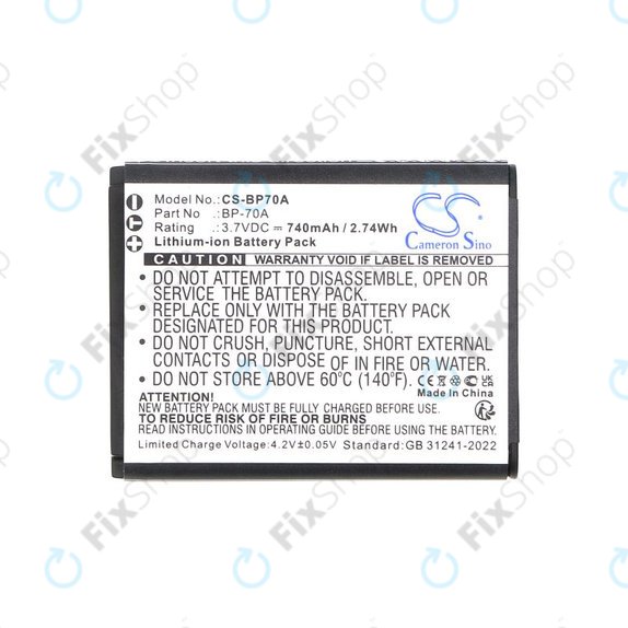 Akkumulátor Samsung ES, ST, 740mAh, Li-Ion, 3.7V, BP-70A, HQ
