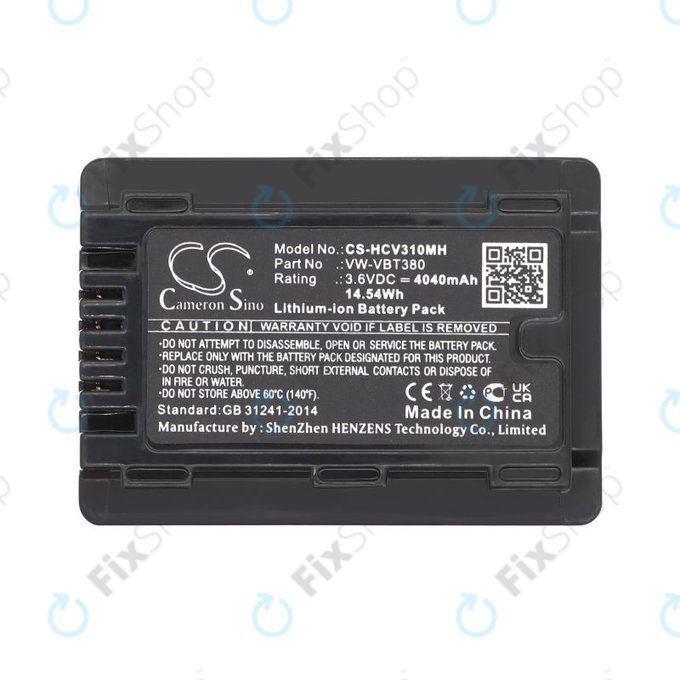 Akkumulátor Panasonic HC-550EB, 4040mAh, Li-Ion, 3.6V, VW-VBT380, HQ