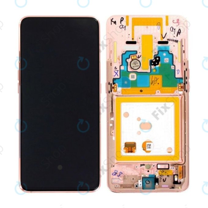 Samsung Galaxy A80 A805F - LCD Kijelző + Érintőüveg + Keret (Angel Gold) - GH82-20348C, GH82-20368C, GH82-20390C Genuine Service Pack