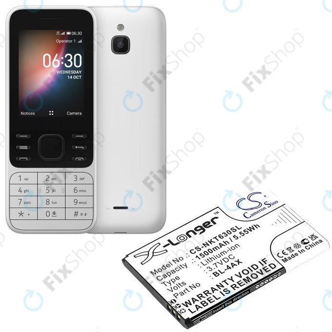 Akkumulátor Nokia 6300 4G, Nokia 8000 4G, 1500mAh, Li-Ion, 3.7V, BL-4AX, HQ