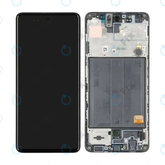 Samsung Galaxy A51 A515F - LCD Kijelző + Érintőüveg + Keret (Prism Crush Black) - GH82-21669A, GH82-21680A, GH82-22083A, GH82-22084A Genuine Service Pack